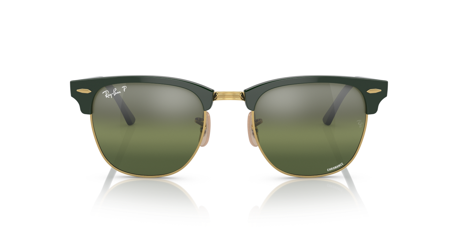 Ray-Ban CLUBMASTER RB3016 - Green On Gold / Green