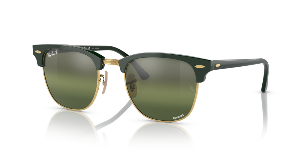Ray-Ban CLUBMASTER RB3016 - Green On Gold / Green