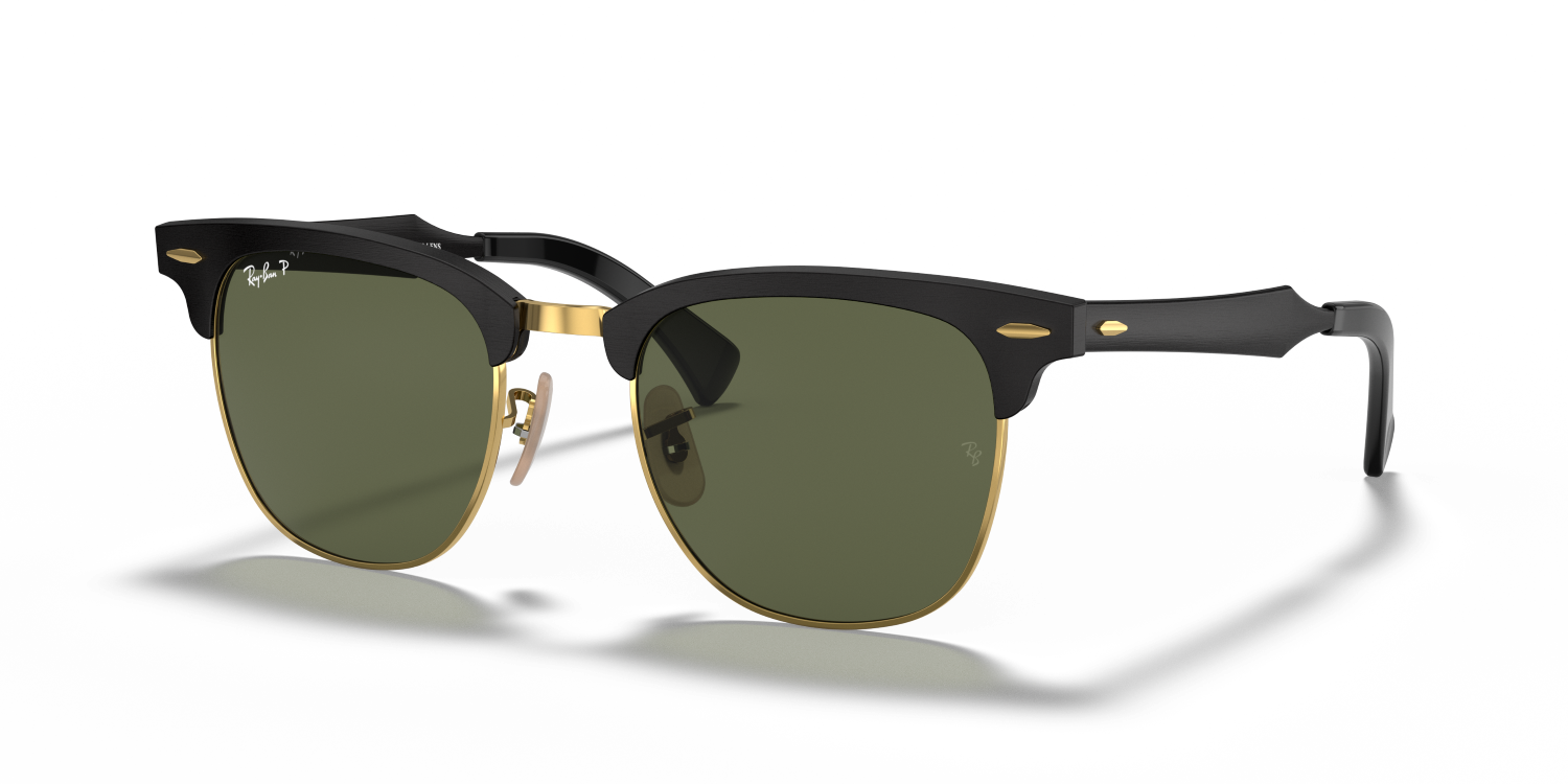 Ray-Ban CLUBMASTER ALUMINUM RB3507 - Black On Gold / Black