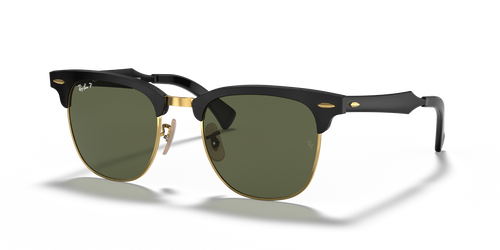 Ray-Ban CLUBMASTER ALUMINUM RB3507 - Black On Gold / Black
