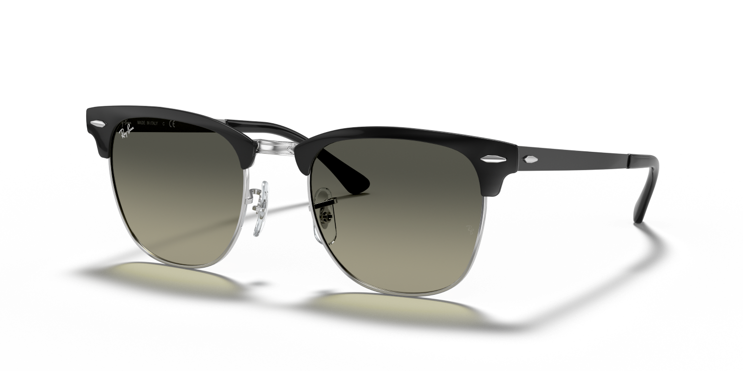 Ray-Ban CLUBMASTER METAL RB3716 - Black On Silver / Black